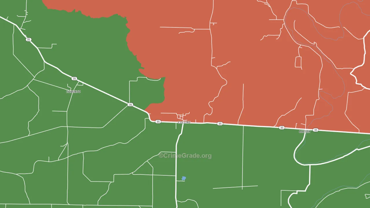 Collins, AR Map of Robbery Rates