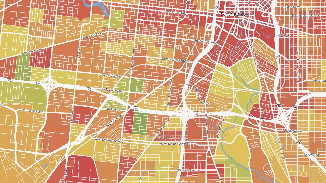 Collins Gardens, San Antonio, TX Map of Robbery Rates