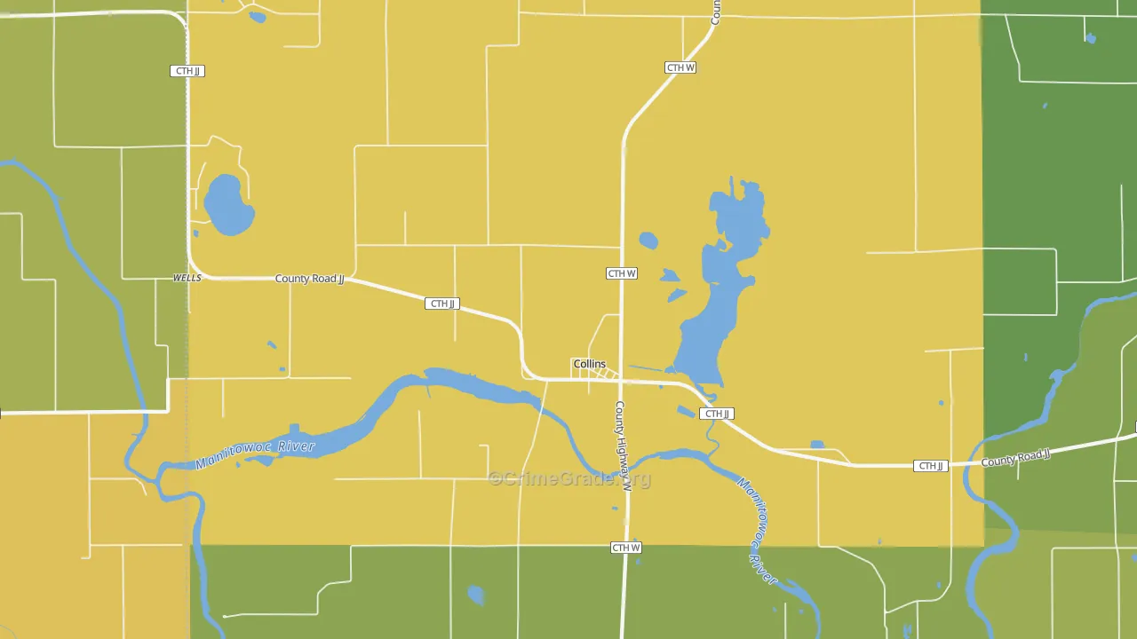 Collins, WI Map of Robbery Rates