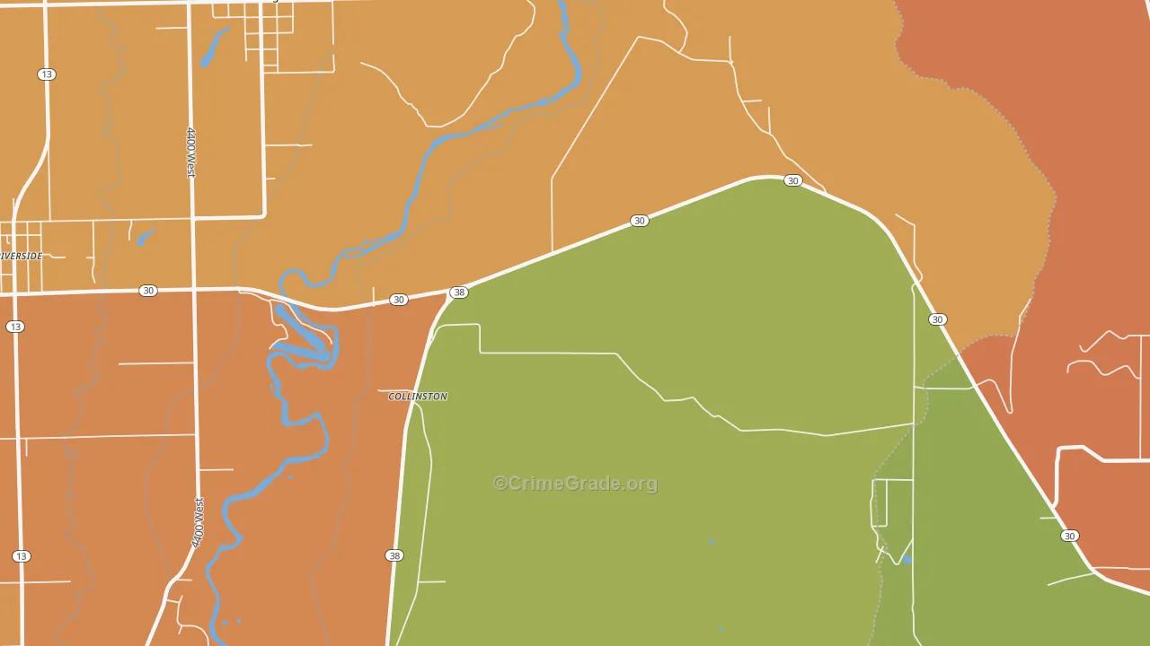 Collinston, UT Map of Robbery Rates