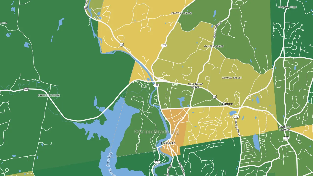 Collinsville, CT Map of Robbery Rates