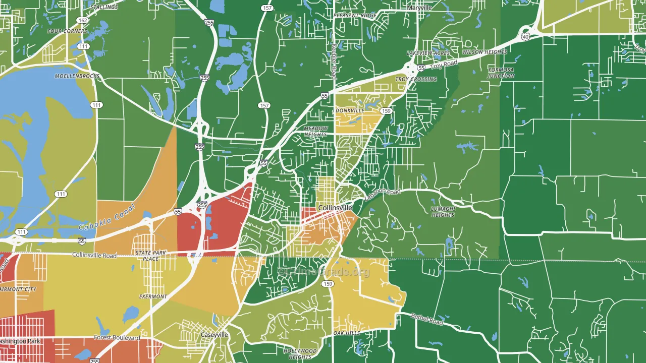 Collinsville, IL Map of Robbery Rates