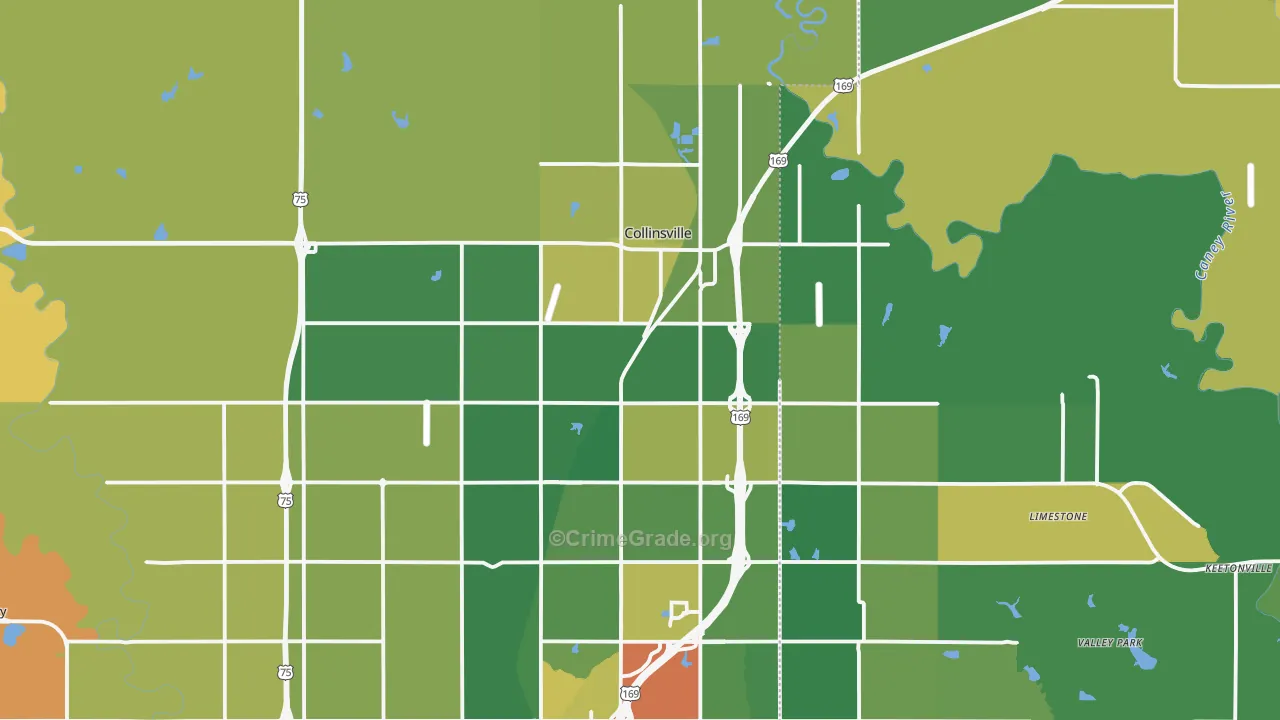 Collinsville, OK Map of Robbery Rates