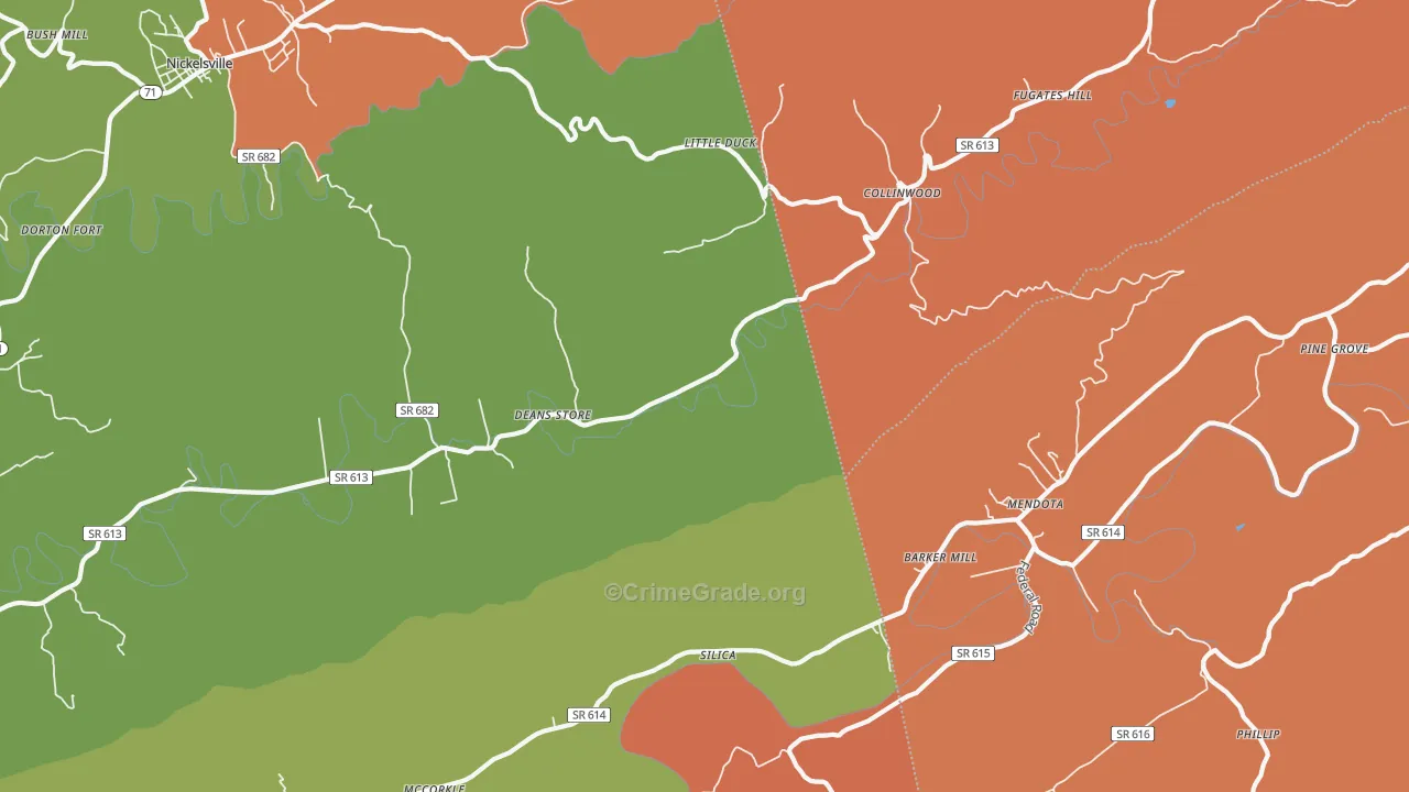 Collinwood, VA Map of Robbery Rates
