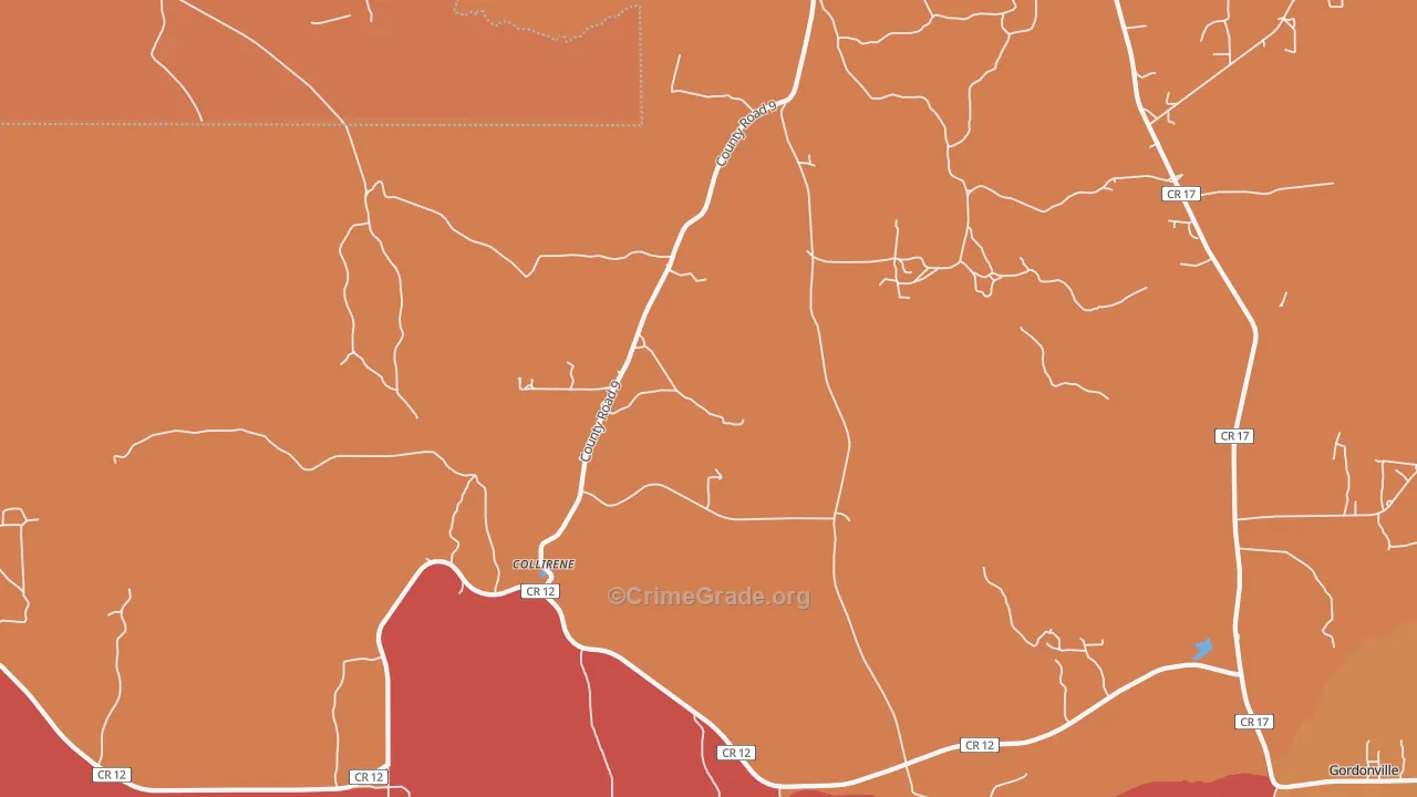 Collirene, AL Map of Robbery Rates