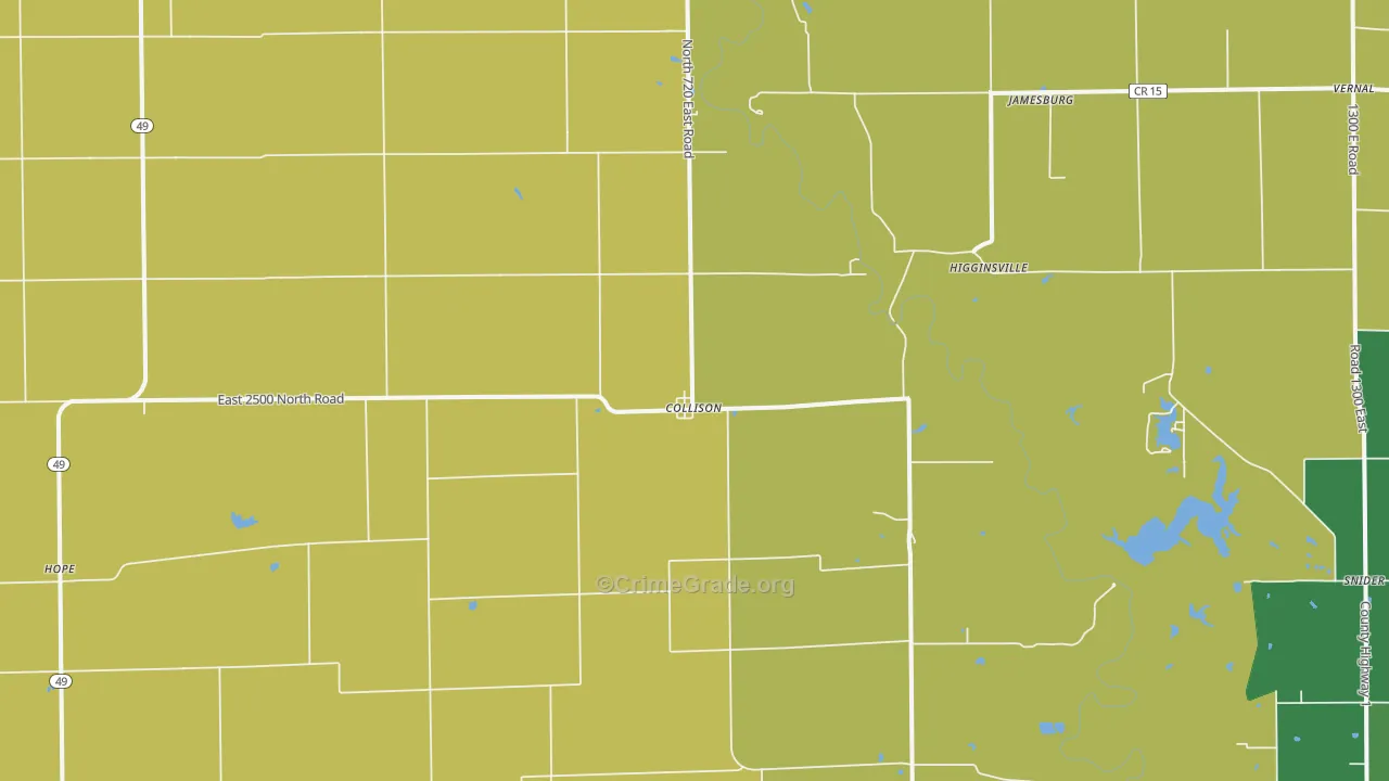 Collison, IL Map of Robbery Rates
