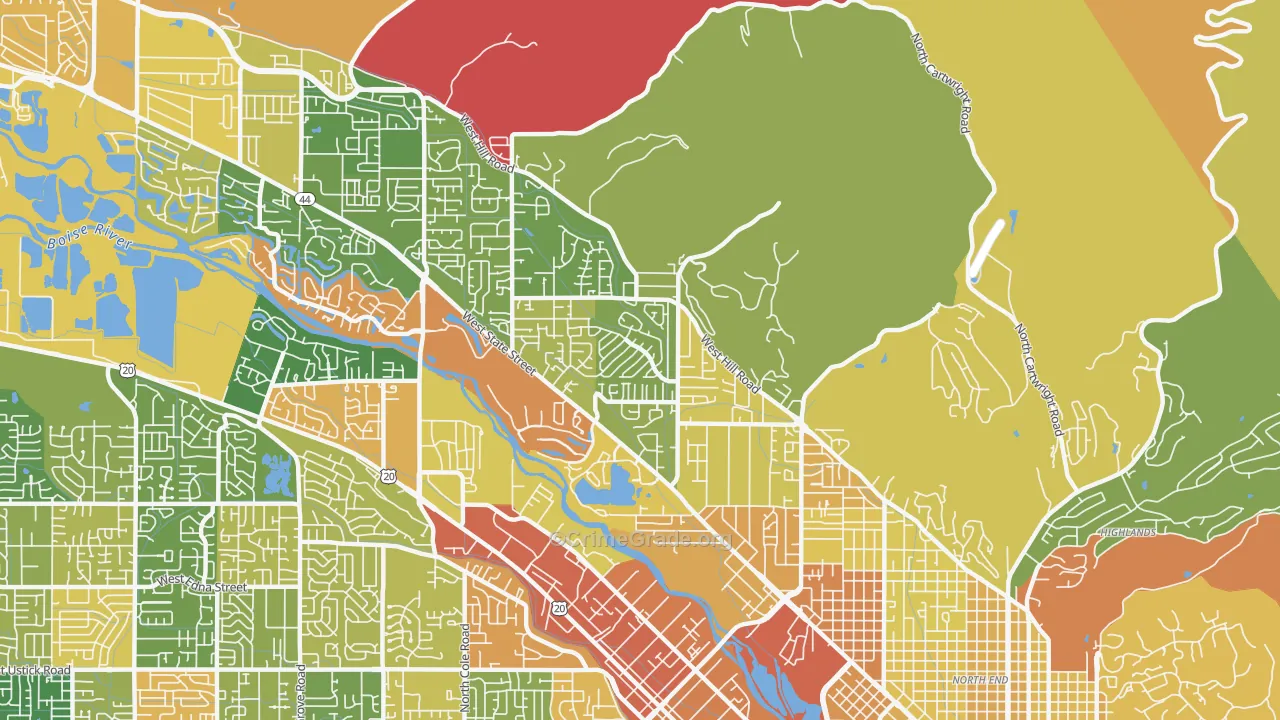 Collister, Boise, ID Map of Robbery Rates