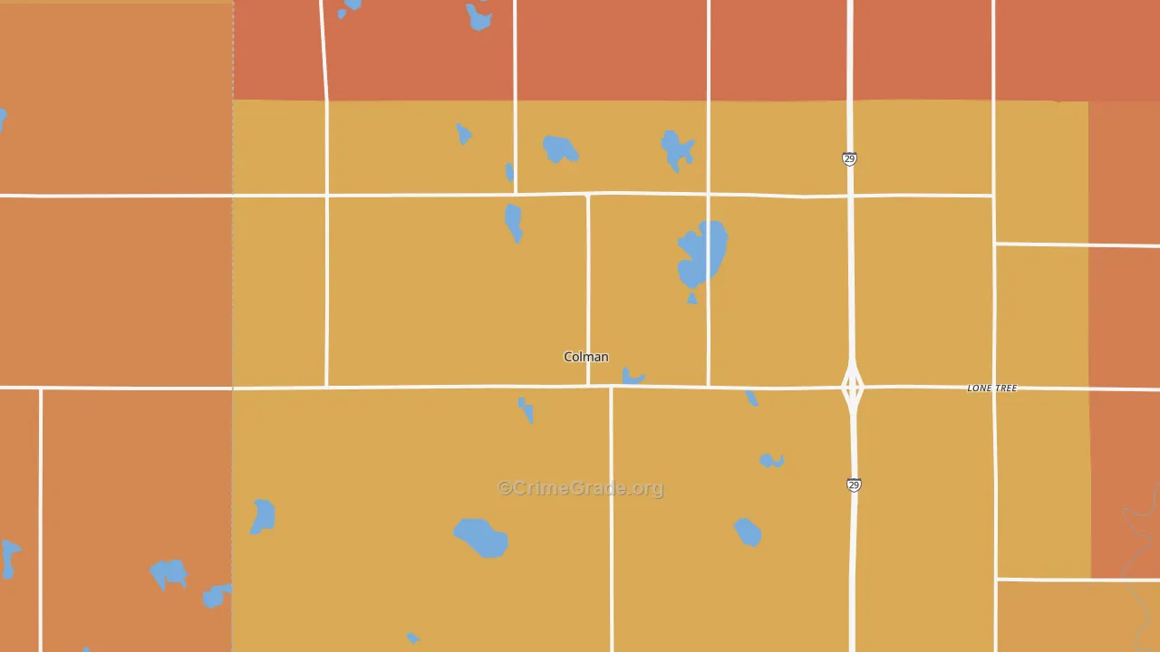 Colman, SD Map of Robbery Rates