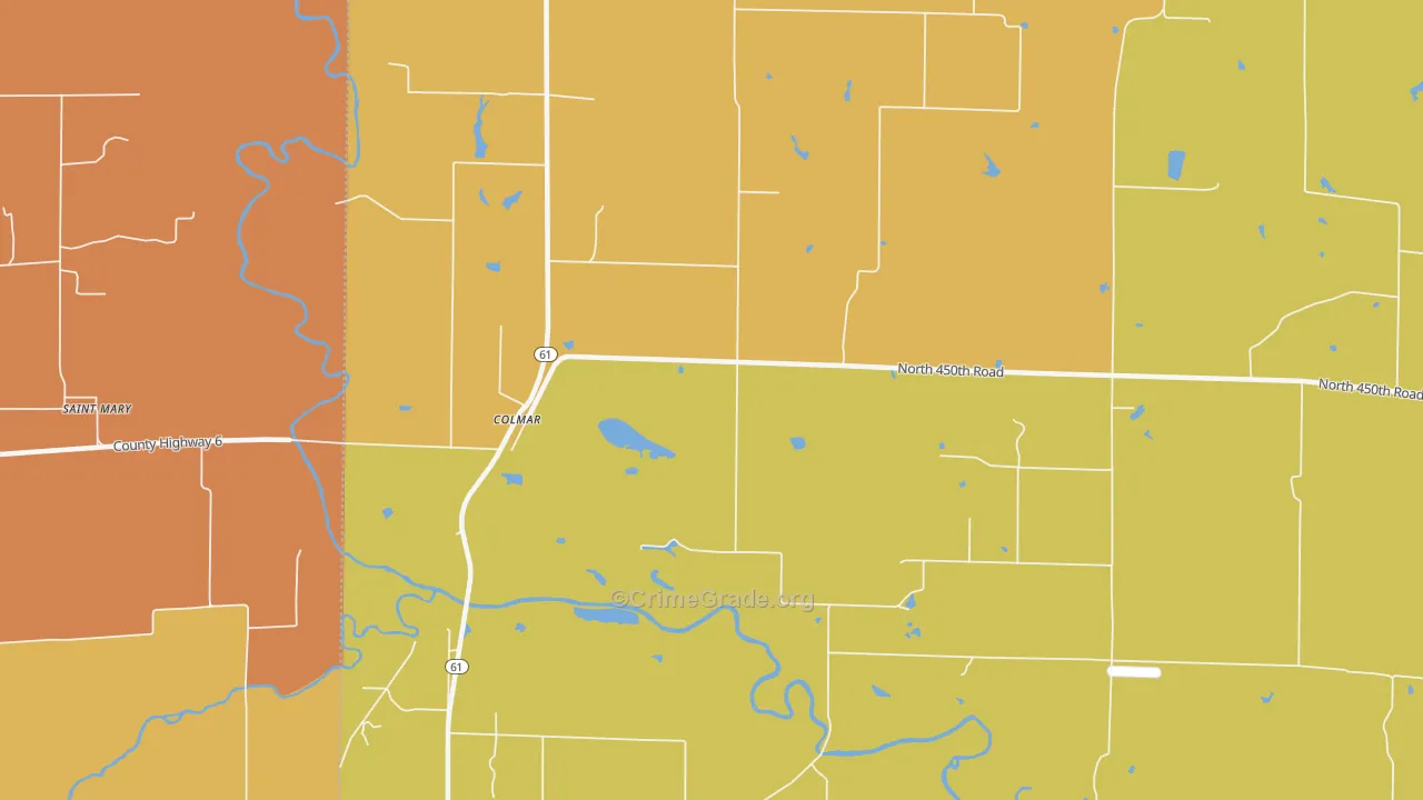 Colmar, IL Map of Robbery Rates