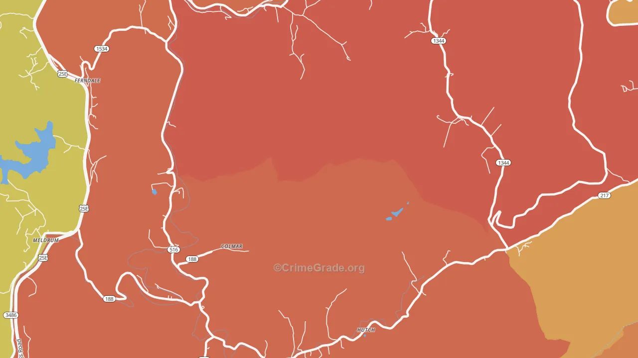 Colmar, KY Map of Robbery Rates