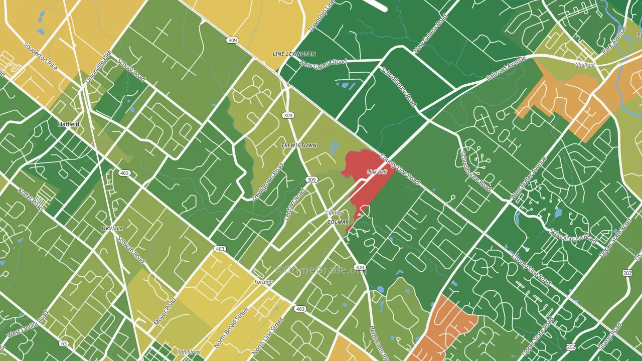 Colmar, PA Map of Robbery Rates