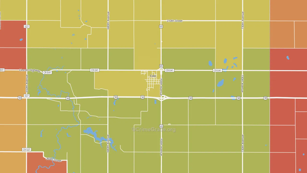 Colo, IA Map of Robbery Rates
