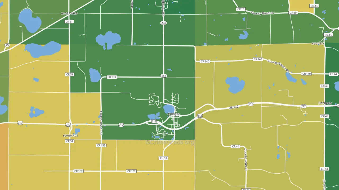 Cologne, MN Map of Robbery Rates