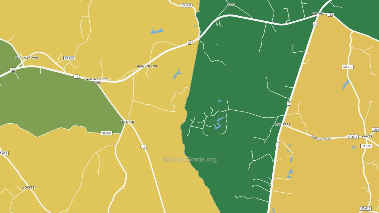 Cologne, VA Map of Robbery Rates