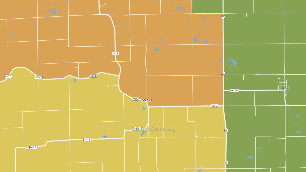 Coloma, MO Map of Robbery Rates