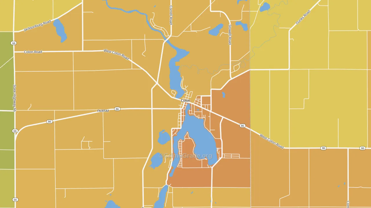 Colon, MI Map of Robbery Rates