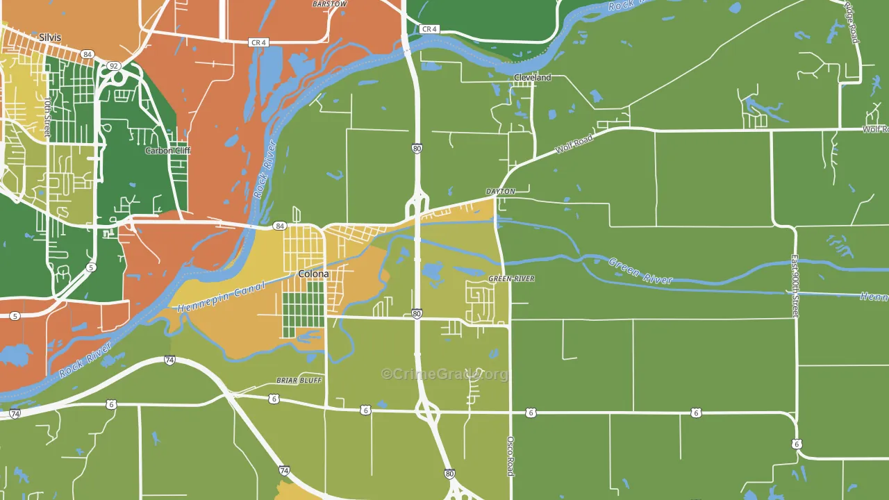 Colona, IL Map of Robbery Rates