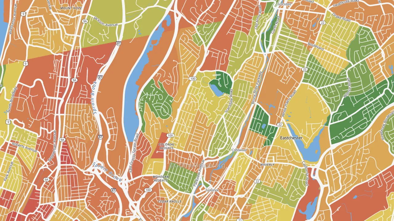 Colonial Heights, Yonkers, NY Map of Robbery Rates