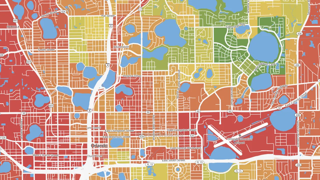 Colonicaltown North, Orlando, FL Map of Robbery Rates