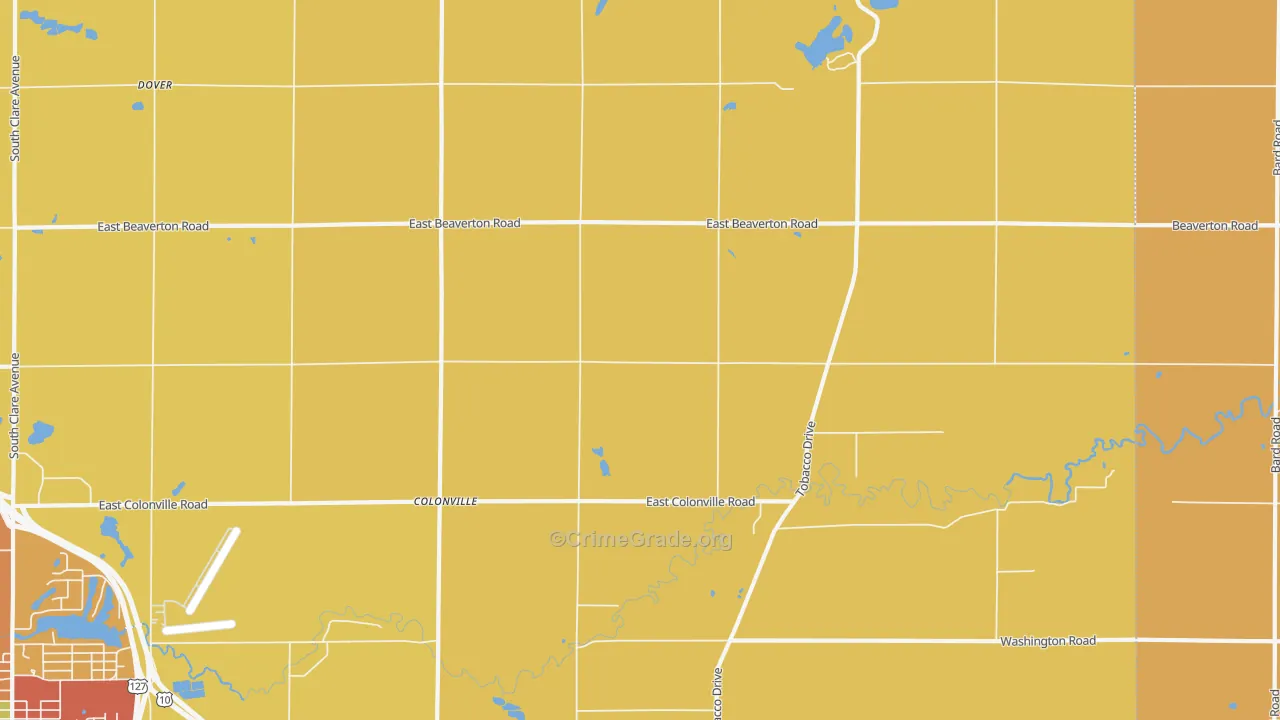 Colonville, MI Map of Robbery Rates