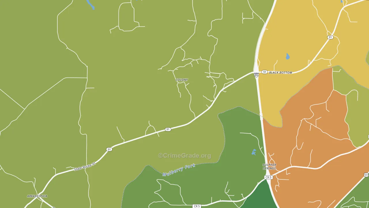 Colony, AL Map of Robbery Rates