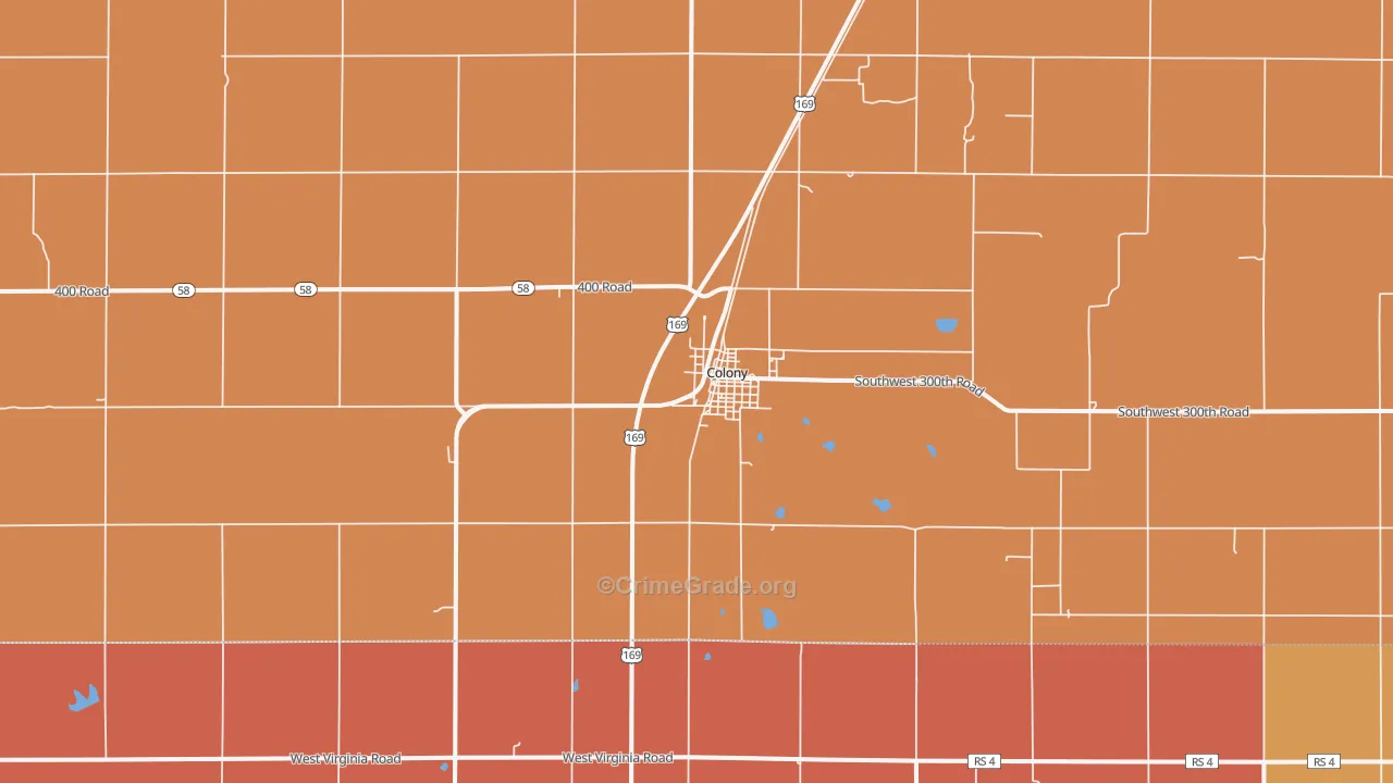 Colony, KS Map of Robbery Rates
