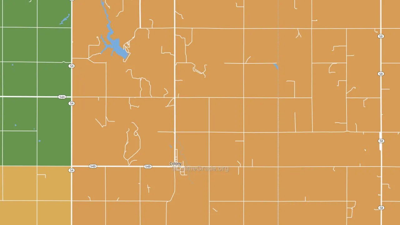 Colony, OK Map of Robbery Rates