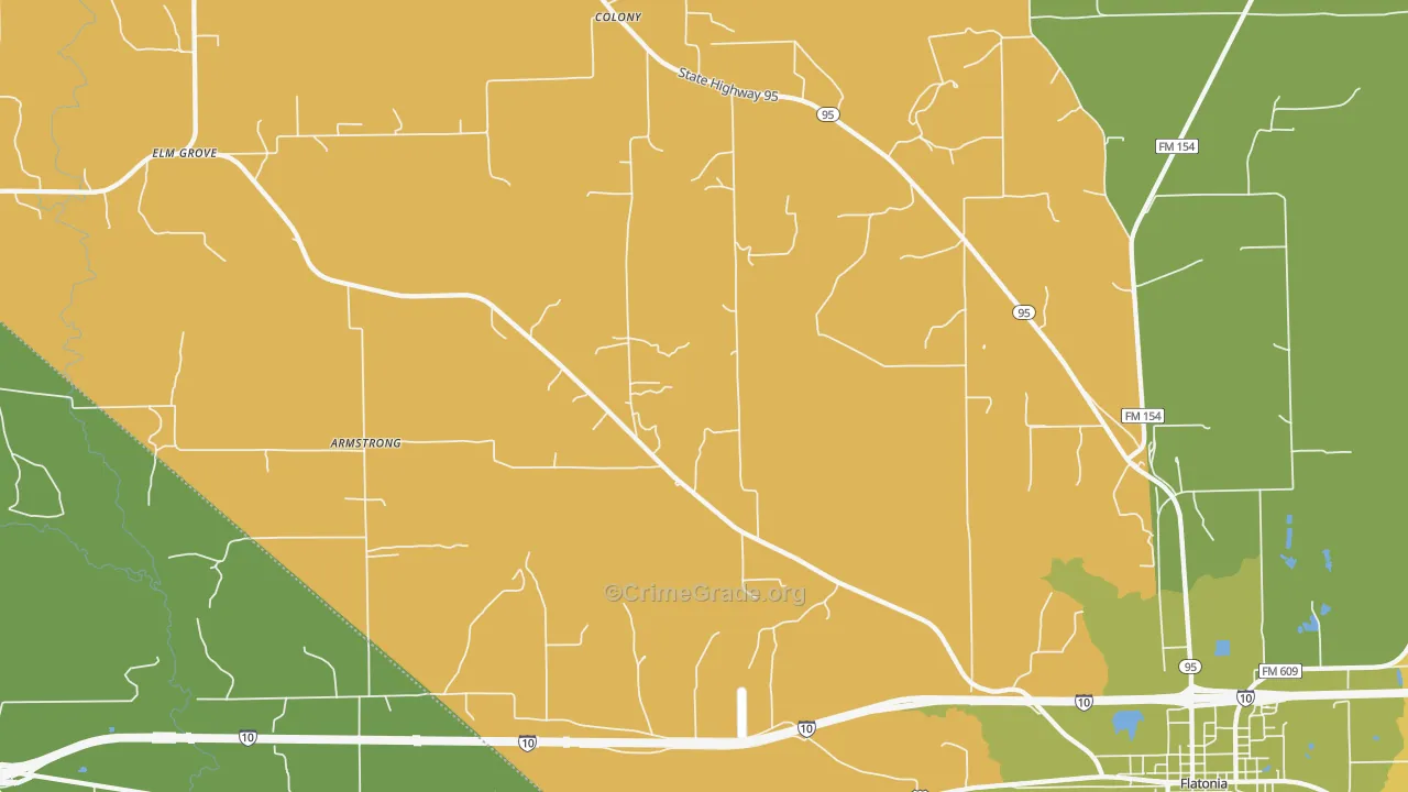 Colony, TX Map of Robbery Rates