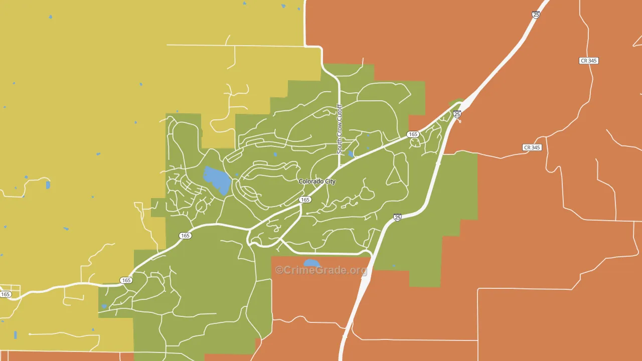 Colorado City, CO Map of Robbery Rates