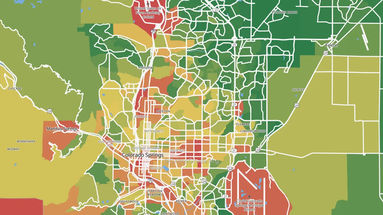 Colorado Springs, CO Map of Robbery Rates
