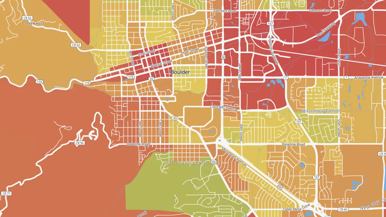 Colorado University, Boulder, CO Map of Robbery Rates