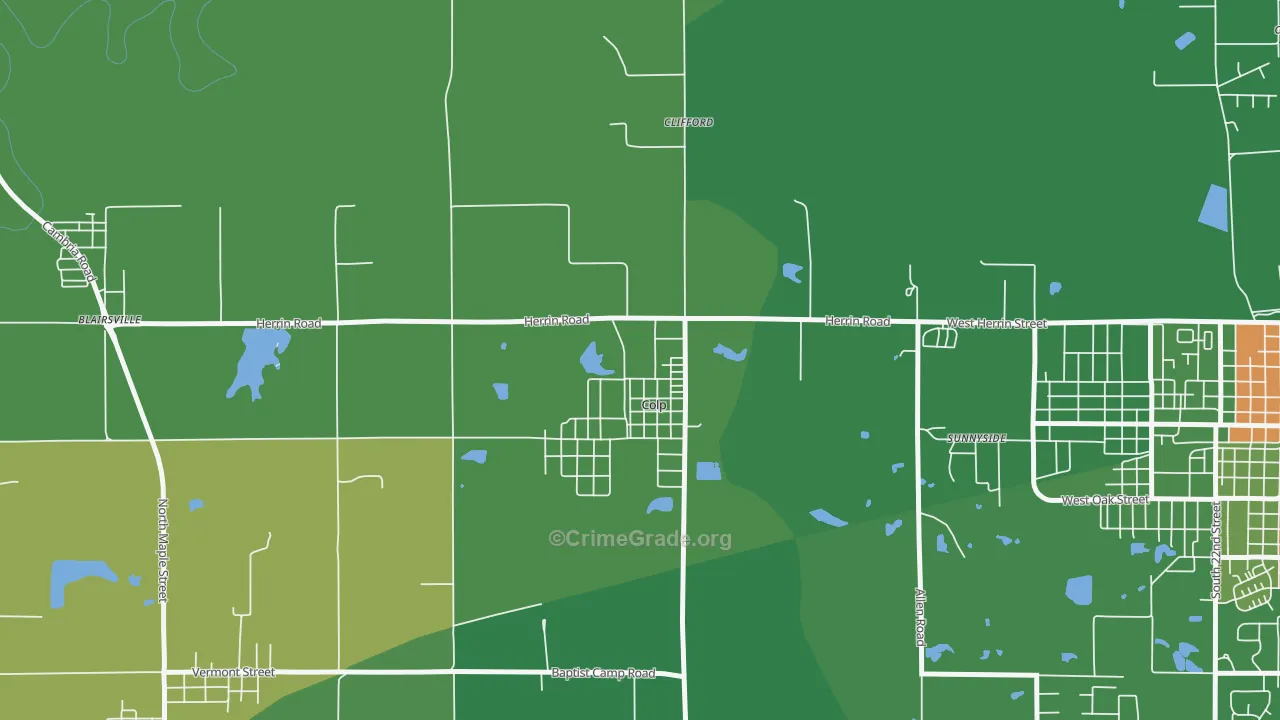 Colp, IL Map of Robbery Rates