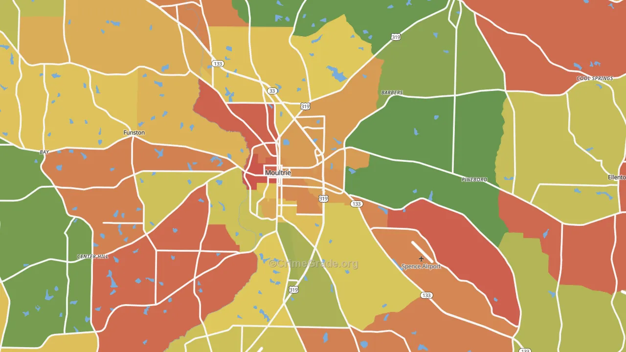 Colquitt County, GA Map of Robbery Rates