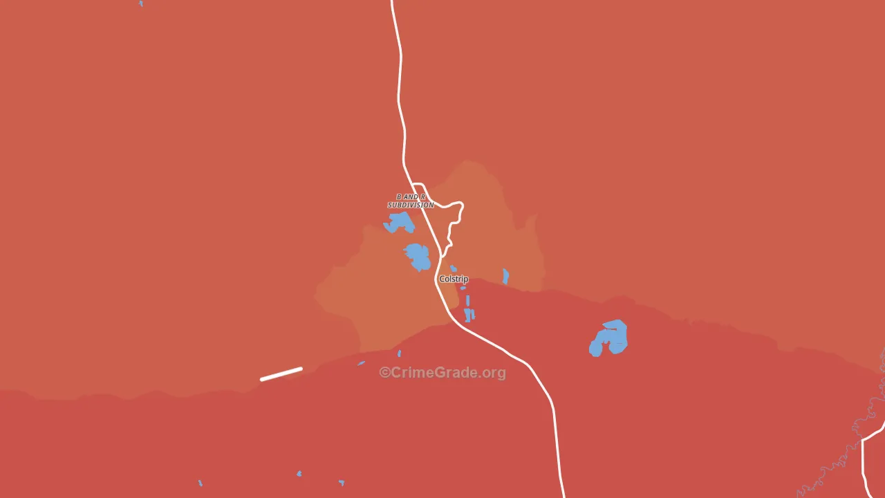 Colstrip, MT Map of Robbery Rates