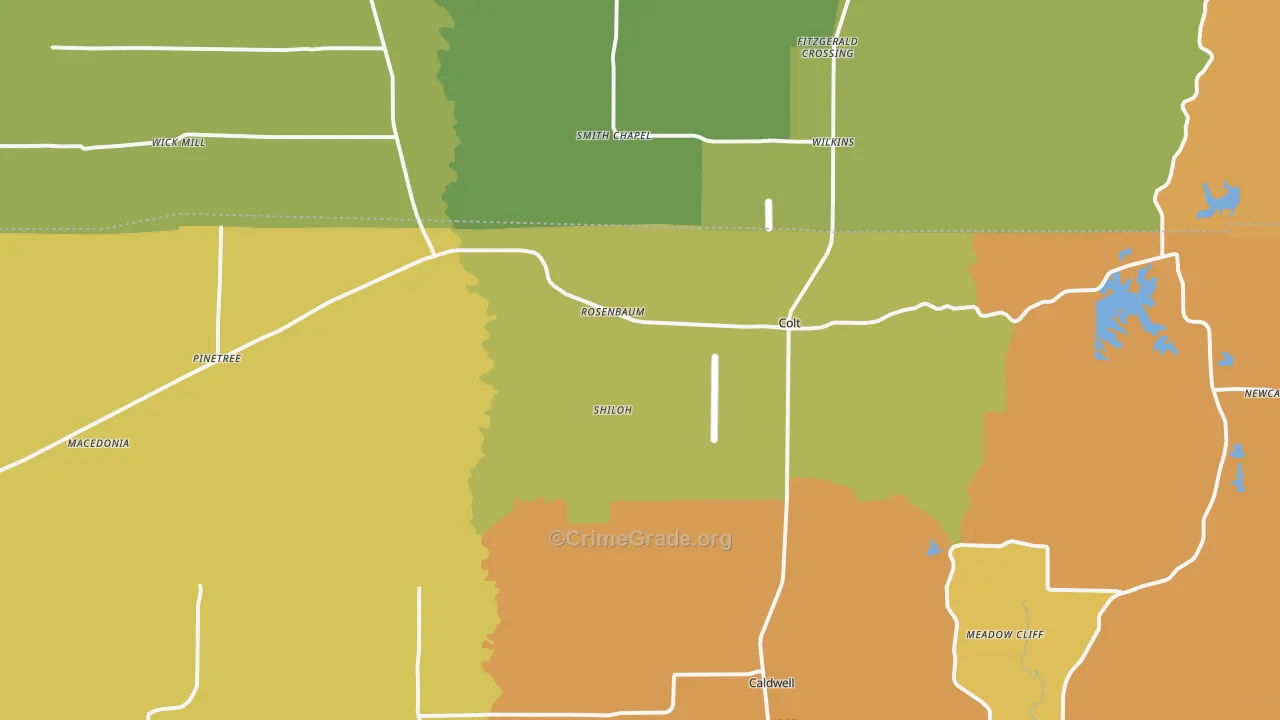 Colt, AR Map of Robbery Rates
