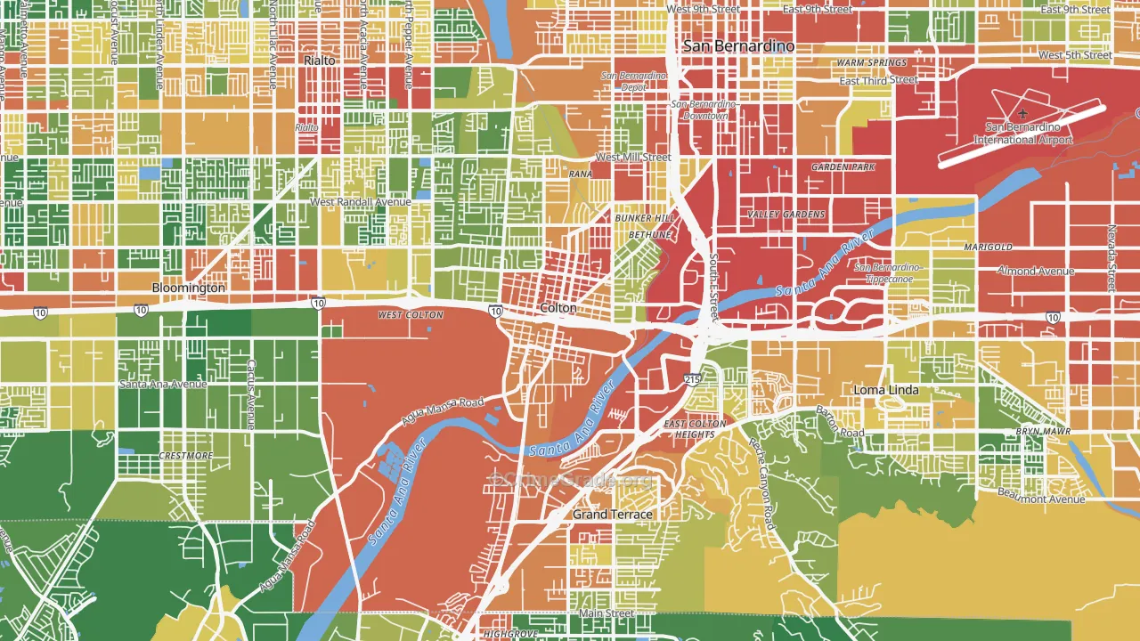 Colton, CA Map of Robbery Rates