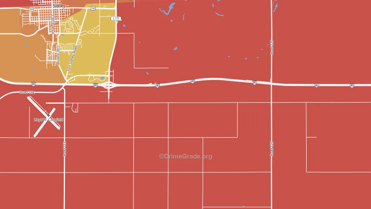Colton, NE Map of Robbery Rates