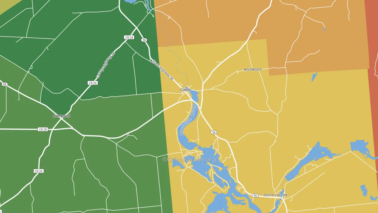 Colton, NY Map of Robbery Rates