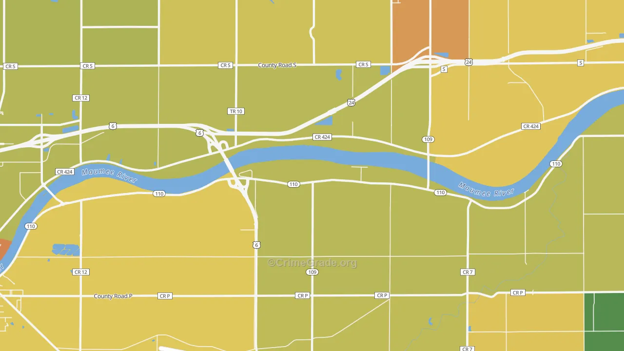 Colton, OH Map of Robbery Rates