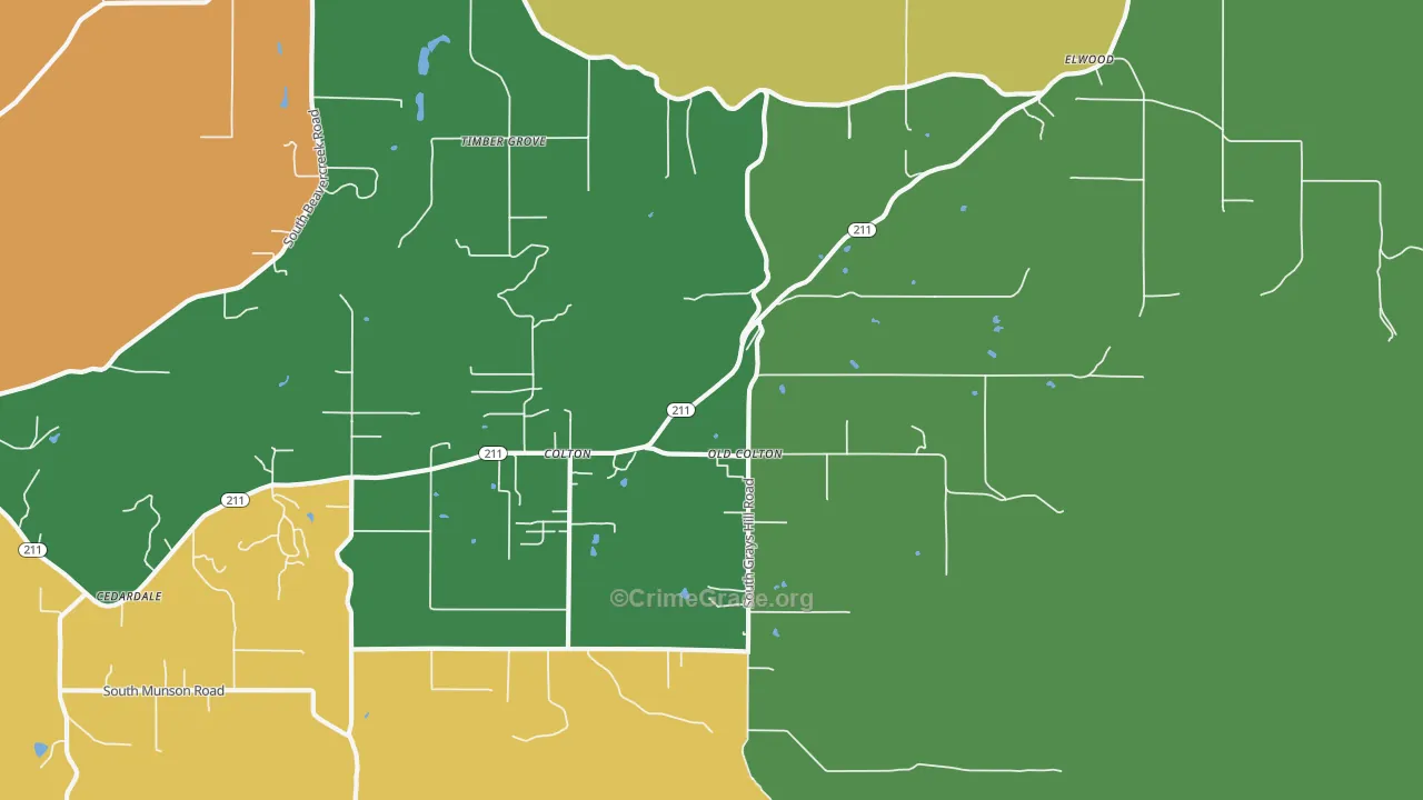 Colton, OR Map of Robbery Rates