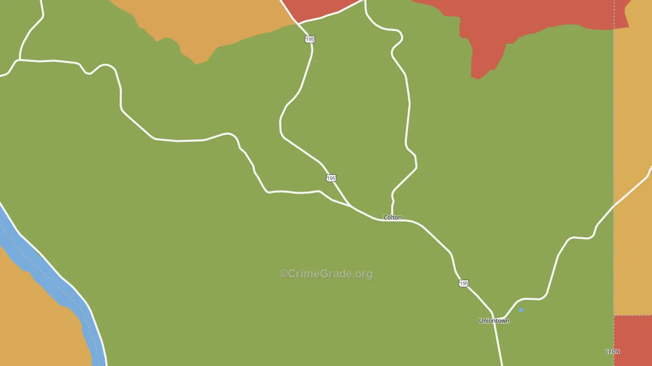 Colton, WA Map of Robbery Rates