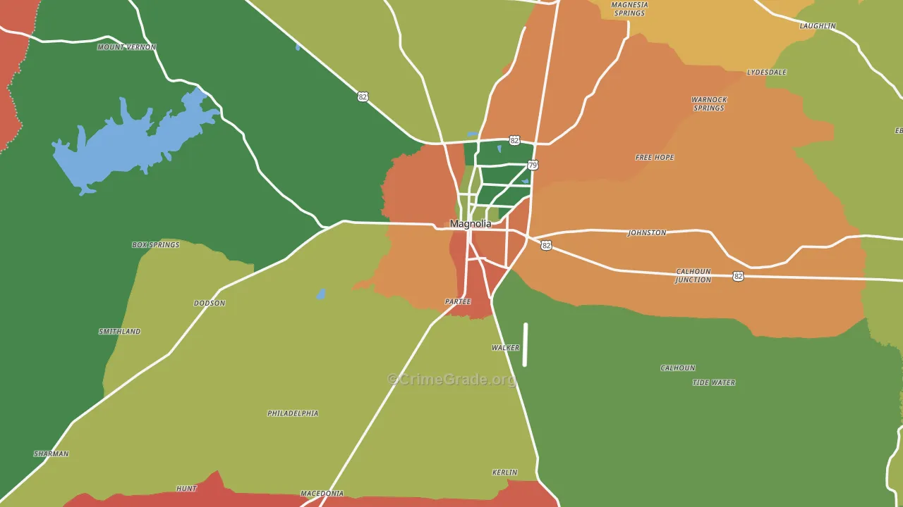 Columbia County, AR Map of Robbery Rates