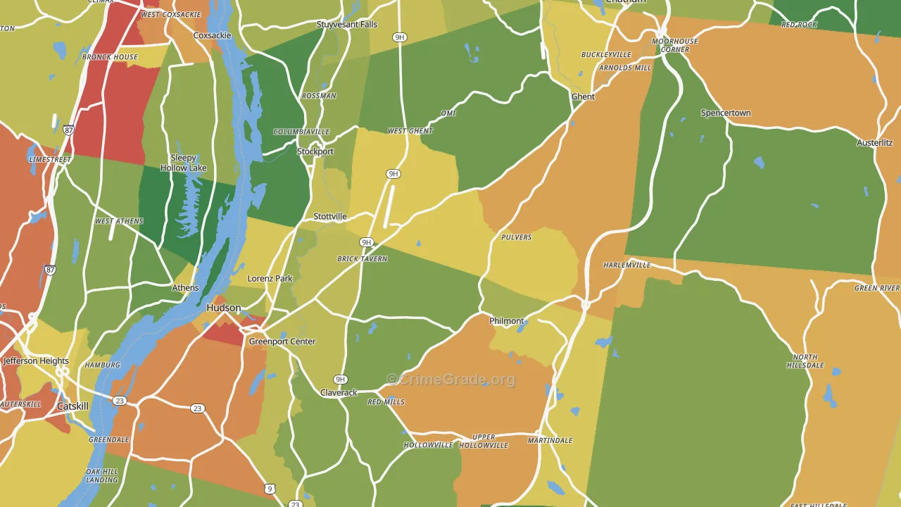 Columbia County, NY Map of Robbery Rates
