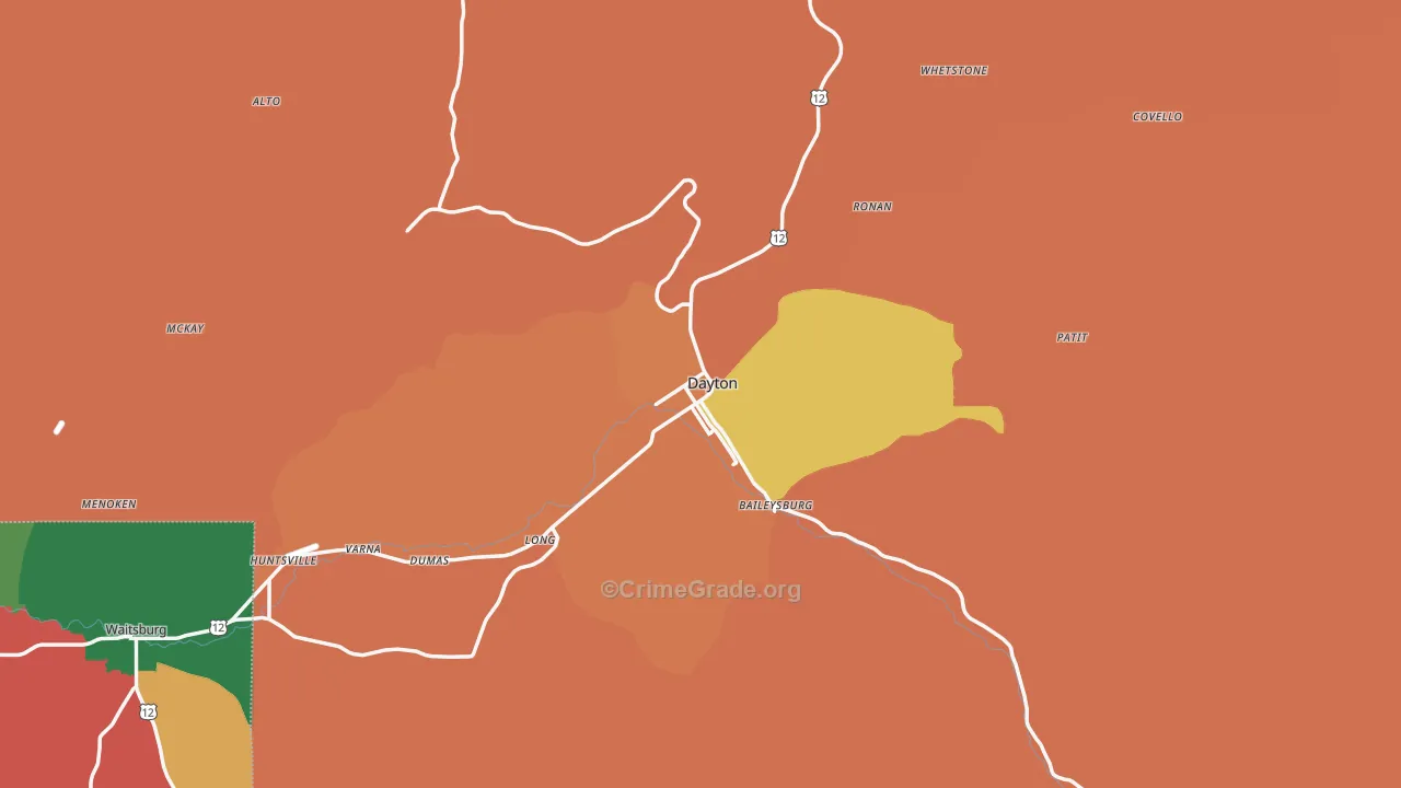 Columbia County, WA Map of Robbery Rates