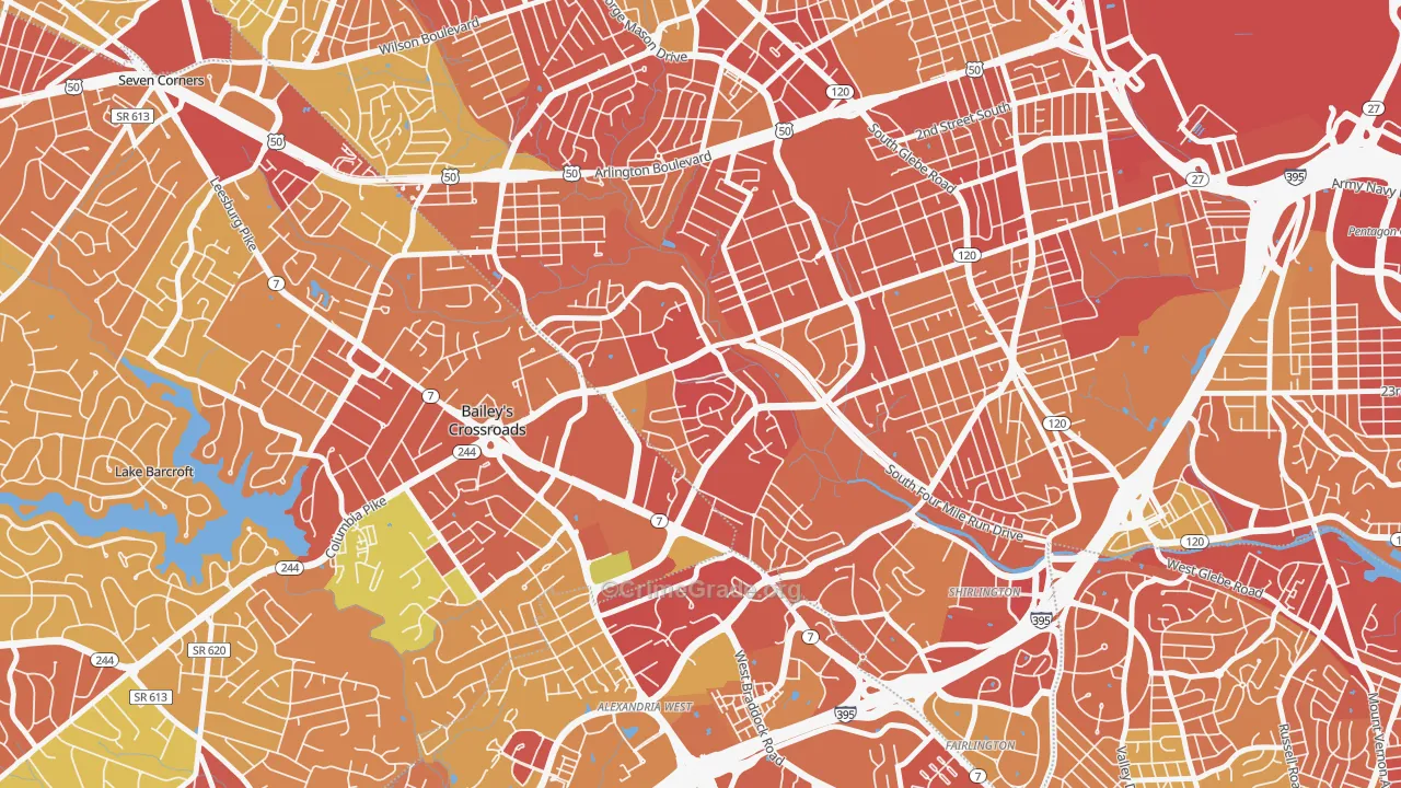 Columbia Forest, Arlington, VA Map of Robbery Rates