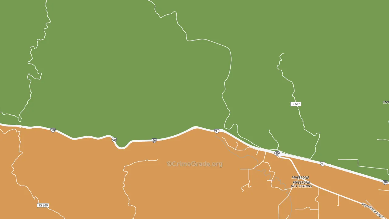 Columbia Gardens, MT Map of Robbery Rates