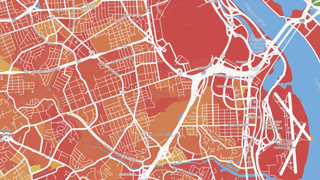 Columbia Heghts, Arlington, VA Map of Robbery Rates