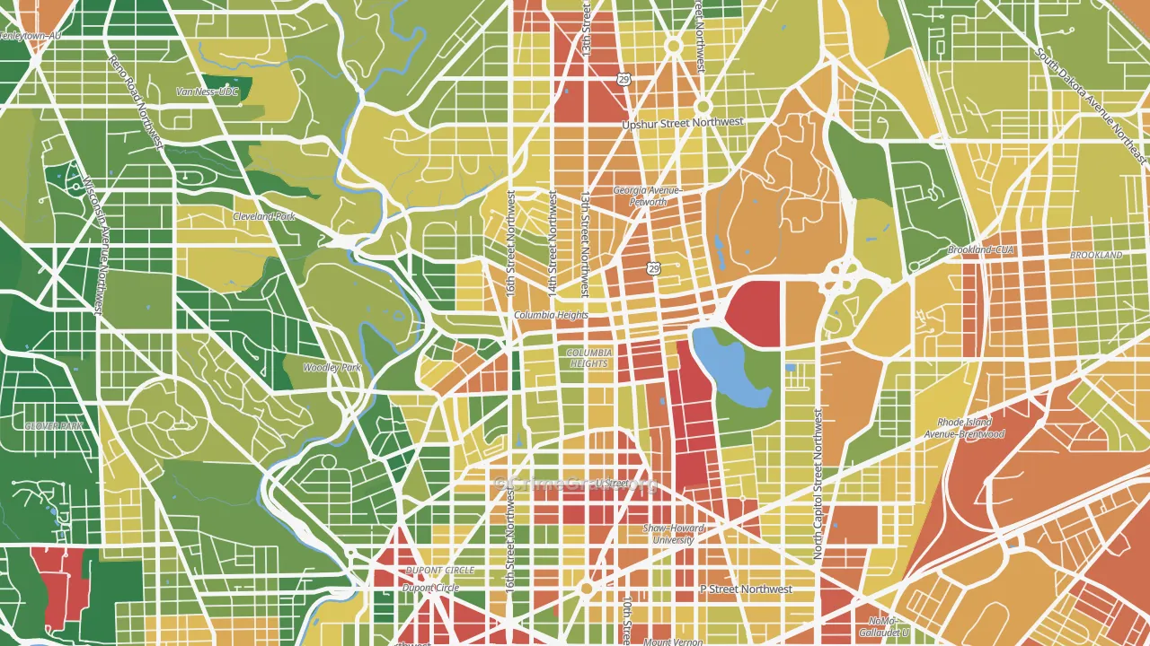 Columbia Heights, Washington, DC Map of Robbery Rates
