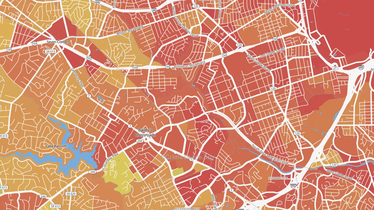 Columbia Heights West, Arlington, VA Map of Robbery Rates