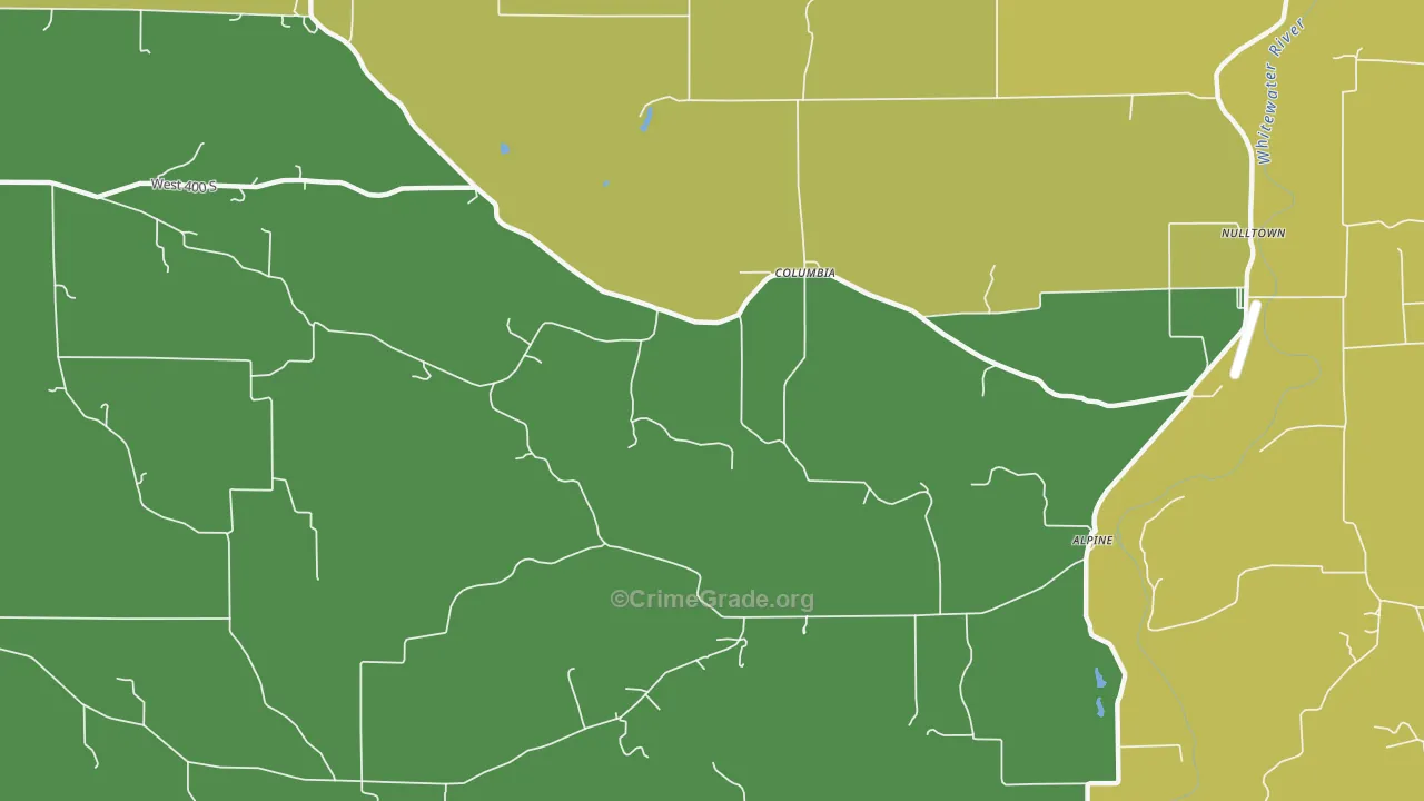 Columbia, IN Map of Robbery Rates